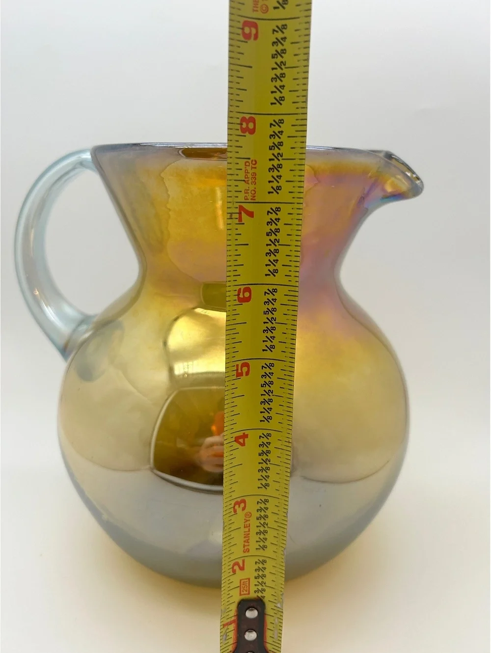 Vintage Iridescent Amber Glass Pitcher 48 oz